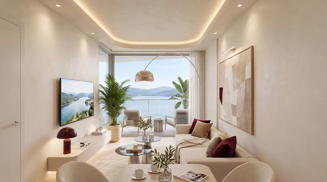 Salon w apartamencie Lifestyle z wyjściem na taras